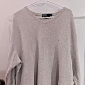 Polo By Ralph Lauren Mens Pullover Sweater XXL V-Neck  Cotton Off White‎ C2